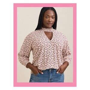NWT Torrid 2X Floral Textured Jersey Choker Neck Smocked Bottom Top 18-20